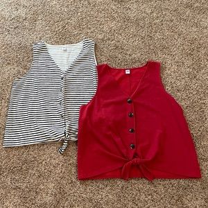 Lot of 2 Old Navy Button Up Tie Bottom Tanks
